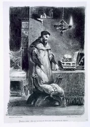 Faust nel suo studio, da Faust di Goethe, 1828, (illustrazione)